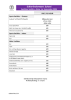 Facilities Hire Price List