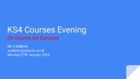 Year 9 KS4 Courses Evening (January 25)