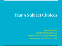 Year 8 Subject Choice Information Evening (March 25)