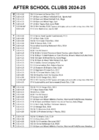 After School Clubs – Summer Term 2025