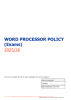 Word Processor Policy (Exams)
